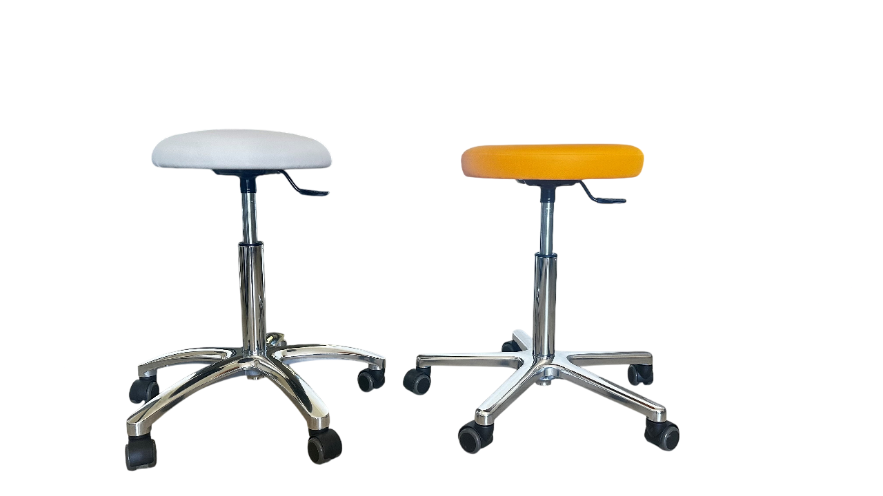 Drehrollhocker - Runder Sitz mit Hebelauslösung