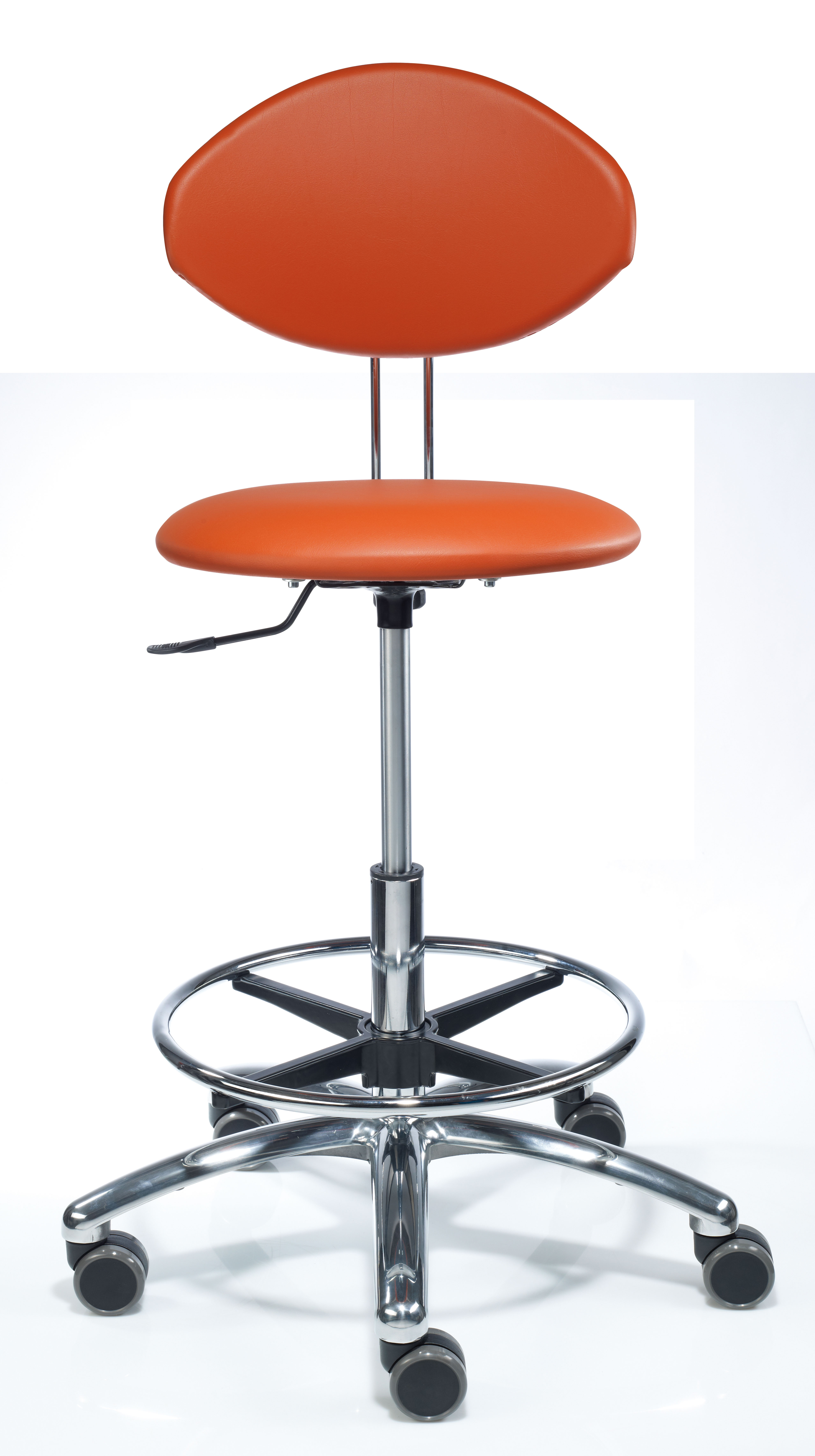 Drehrollhocker mit Rückenlehne
